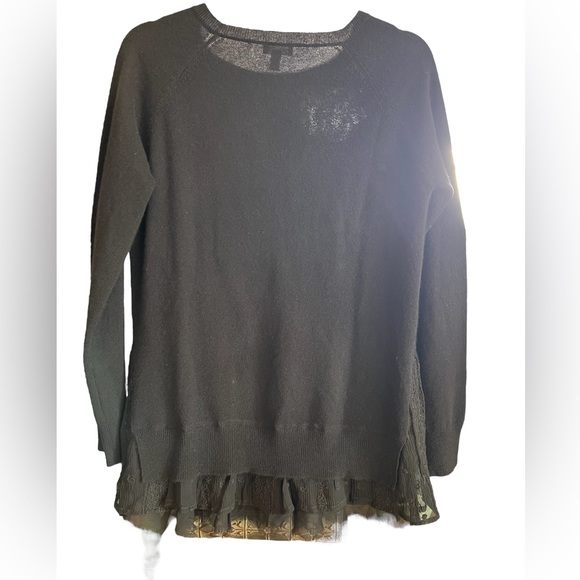 Garnet Hill Cashmere with silk shirttail black S - Picture 6 of 8